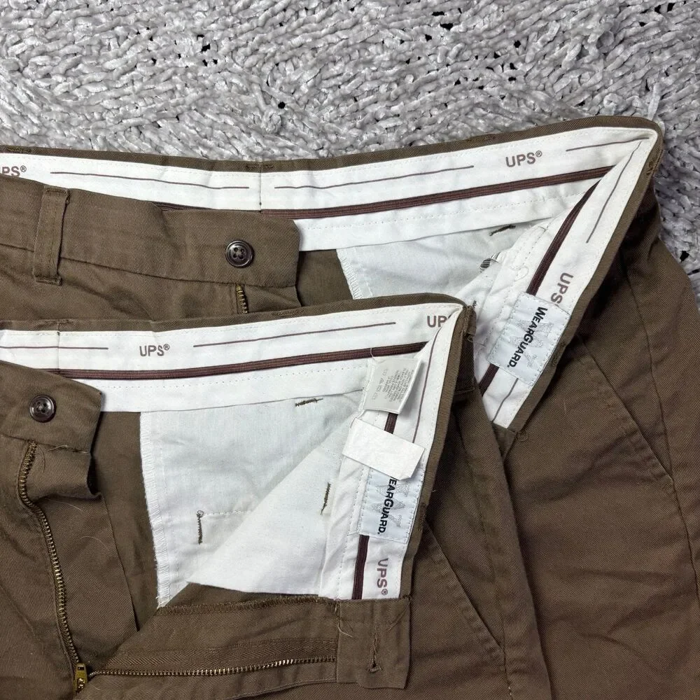 UPS Wearguard Employee Shorts Lot of 2 Mens 34 Brown Cargo Utility Workwear